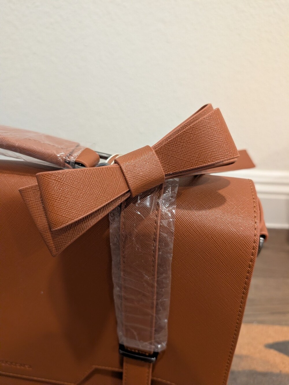 Vegan Leather Briefcase Crossbody Bag - Picture 4 of 8